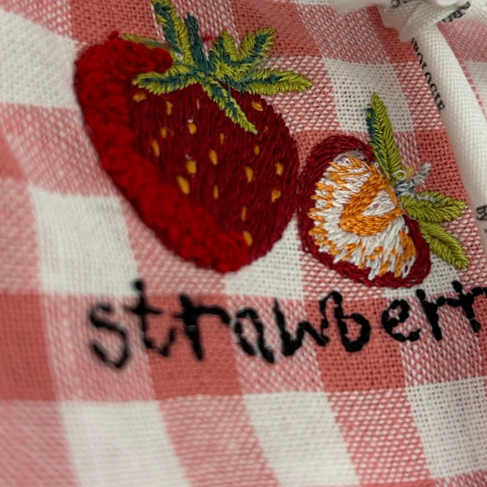 Anthropologie Embroidered Cotton Napkins Strawberry, Pear, Banana Watermelon - Picture 3 of 7